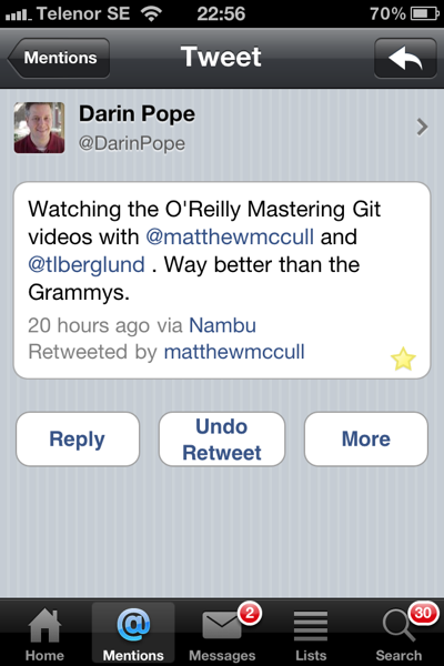 Darin Pope's Comment about the Git Master Class O'Reilly Videos